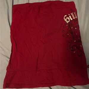 Y2K Billabong Red Tube Top with Embellished Design